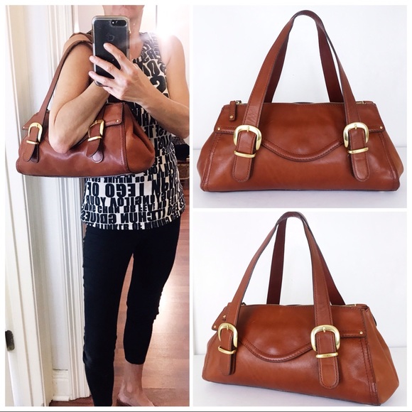 Michael Kors Handbags - MK Vintage Hamilton Whiskey Leather Buckle Satchel